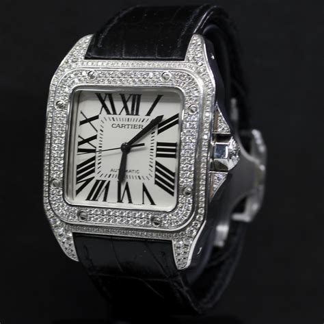 cartier santos 100 diamond replica uk|cartier watch santos 100 price.